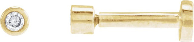 14K Gold Natural Diamond Round Bezel-Set Earrings - Yellow Gold