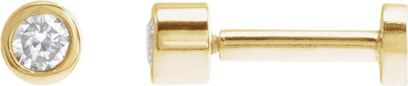 14K Gold Natural Diamond Round Bezel-Set Earrings - Yellow Gold