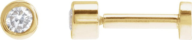 14K Gold Natural Diamond Round Bezel-Set Earrings - Yellow Gold
