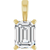 14K Gold Lab-Grown Diamond Emerald 4-Prong Solitaire Pendant - Yellow Gold