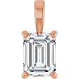 14K Gold Natural Diamond Emerald 4-Prong Solitaire Pendant - Rose Gold