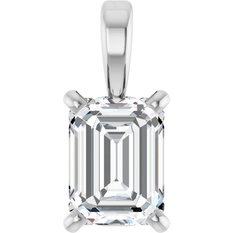 Platinum Lab-Grown Diamond Emerald 4-Prong Solitaire Pendant