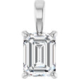 Platinum Natural Diamond Emerald 4-Prong Solitaire Pendant
