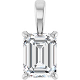 Platinum Natural Diamond Emerald 4-Prong Solitaire Pendant