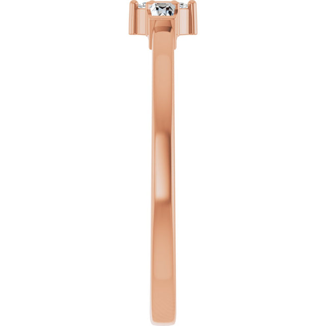 14K Gold Marquise Natural Diamond Stackable Ring - Rose Gold - view 4