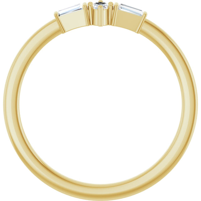 14K Gold Marquise Natural Diamond Stackable Ring - Yellow Gold - view 2