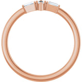 14K Gold Marquise Natural Diamond Stackable Ring - Rose Gold - view 2
