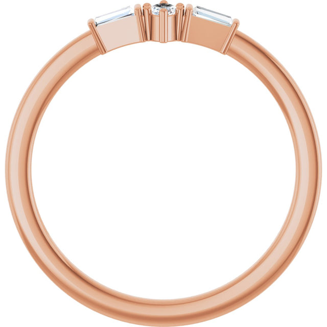 14K Gold Marquise Natural Diamond Stackable Ring - Rose Gold - view 2