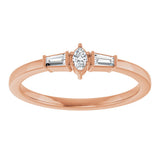 14K Gold Marquise Natural Diamond Stackable Ring - Rose Gold - view 3