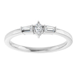 Platinum Marquise Natural Diamond Stackable Ring - view 3