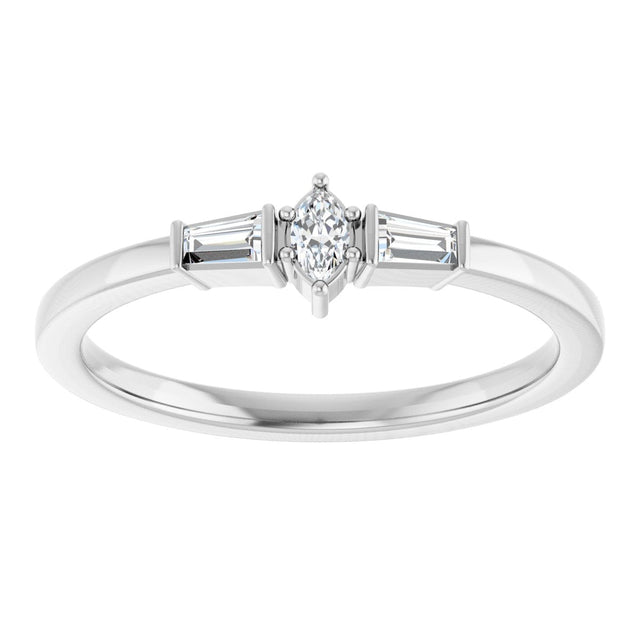 Platinum Marquise Natural Diamond Stackable Ring - view 3