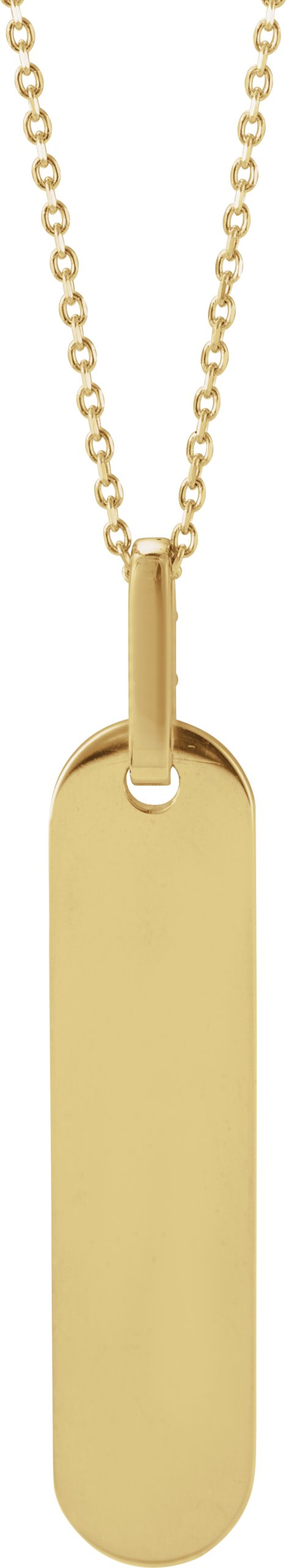 14K Gold Straight Baguette Natural Diamond Engravable Accented Bar Necklace - Yellow Gold - view 3