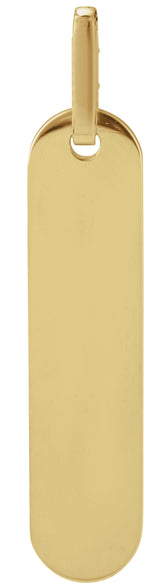 14K Gold Straight Baguette Natural Diamond Engravable Accented Bar Necklace - Yellow Gold - view 3