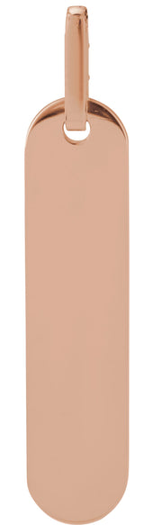 14K Gold Straight Baguette Natural Diamond Engravable Accented Bar Necklace - Rose Gold - view 3