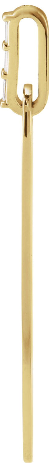 14K Gold Straight Baguette Natural Diamond Engravable Accented Bar Necklace - Yellow Gold - view 2