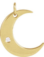 14K Gold Round Natural Diamond Crescent Moon Necklace or Pendant – 0.01 CTW - Yellow Gold