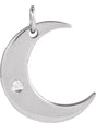 Platinum Round Natural Diamond Crescent Moon Necklace or Pendant – 0.01 CTW