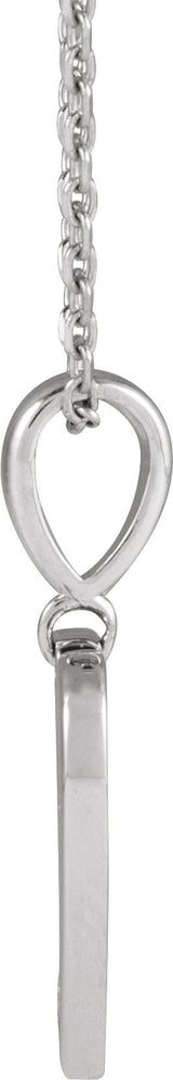 Platinum Round Natural Diamond Engravable Accented Heart Necklace or Pendant - view 2