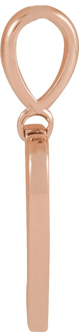 14K Gold Round Natural Diamond Engravable Accented Heart Necklace or Pendant - Rose Gold - view 2