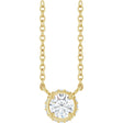 14K Gold Round Natural Diamond Halo-Style Necklace – 1/4 CTW - Yellow Gold