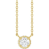 14K Gold Round Natural Diamond Halo-Style Necklace – 1/4 CTW - Yellow Gold