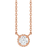 14K Gold Round Natural Diamond Halo-Style Necklace – 1/4 CTW - Rose Gold