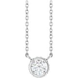 14K Gold Round Natural Diamond Halo-Style Necklace – 1/4 CTW - White Gold