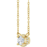 14K Gold Round Natural Diamond Halo-Style Necklace – 1/4 CTW - Yellow Gold - view 2