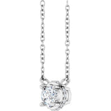 14K Gold Round Natural Diamond Halo-Style Necklace – 1/4 CTW - White Gold - view 2