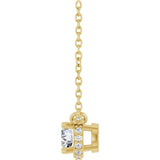 14K Gold Round Natural Diamond Halo-Style Necklace – 1/4 CTW - Yellow Gold - view 3