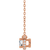 14K Gold Round Natural Diamond Halo-Style Necklace – 1/4 CTW - Rose Gold - view 3