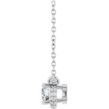 14K Gold Round Natural Diamond Halo-Style Necklace – 1/4 CTW - White Gold - view 3