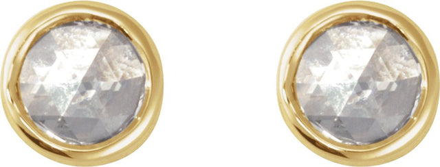 14K Gold Natural Diamond Round Rose-Cut Bezel-Set Earrings - Yellow Gold - view 2