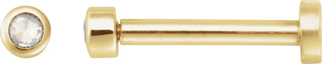 14K Gold Natural Diamond Round Rose-Cut Bezel-Set Earrings - Yellow Gold