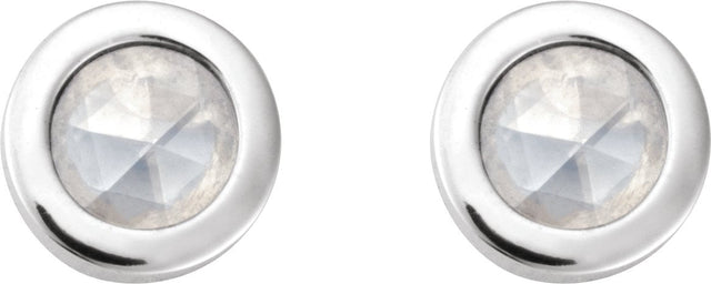 14K Gold Natural Diamond Round Rose-Cut Bezel-Set Earrings - White Gold - view 2