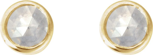 14K Gold Natural Diamond Round Rose-Cut Bezel-Set Earrings - Yellow Gold - view 2