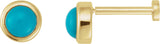 14K Gold Natural Turquoise Round Rose-Cut Bezel-Set Earrings - Yellow Gold