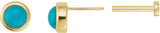 14K Gold Natural Turquoise Round Rose-Cut Bezel-Set Earrings - Yellow Gold - view 3
