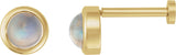 14K Gold Natural Rainbow Moonstone Round Rose-Cut Bezel-Set Earrings - Yellow Gold