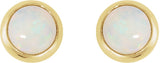 14K Gold Natural White Opal Round Rose-Cut Bezel-Set Earrings - view 2