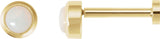 14K Gold Natural White Opal Round Rose-Cut Bezel-Set Earrings