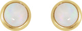 14K Gold Natural White Opal Round Rose-Cut Bezel-Set Earrings - view 2