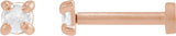 14K Gold Natural Diamond Round Rose-Cut 4-Prong Claw Stud Earrings - Rose Gold
