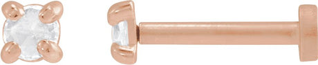 14K Gold Natural Diamond Round Rose-Cut 4-Prong Claw Stud Earrings - Rose Gold