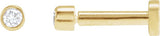 14K Gold Natural Diamond Round Bezel-Set Earrings - Yellow Gold