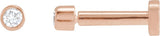 14K Gold Natural Diamond Round Bezel-Set Earrings - Rose Gold