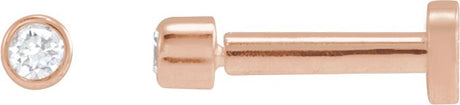 14K Gold Natural Diamond Round Bezel-Set Earrings - Rose Gold