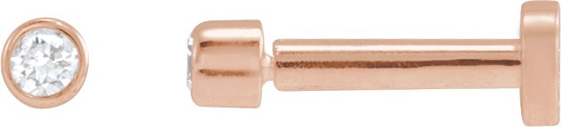 14K Gold Natural Diamond Round Bezel-Set Earrings - Rose Gold