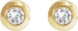 14K Gold Natural Diamond Round Bezel-Set Earrings - Yellow Gold - view 2