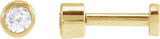 14K Gold Natural Diamond Round Bezel-Set Earrings - Yellow Gold